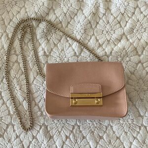 Furla Blush Pink Leather Crossbody w Push Lock